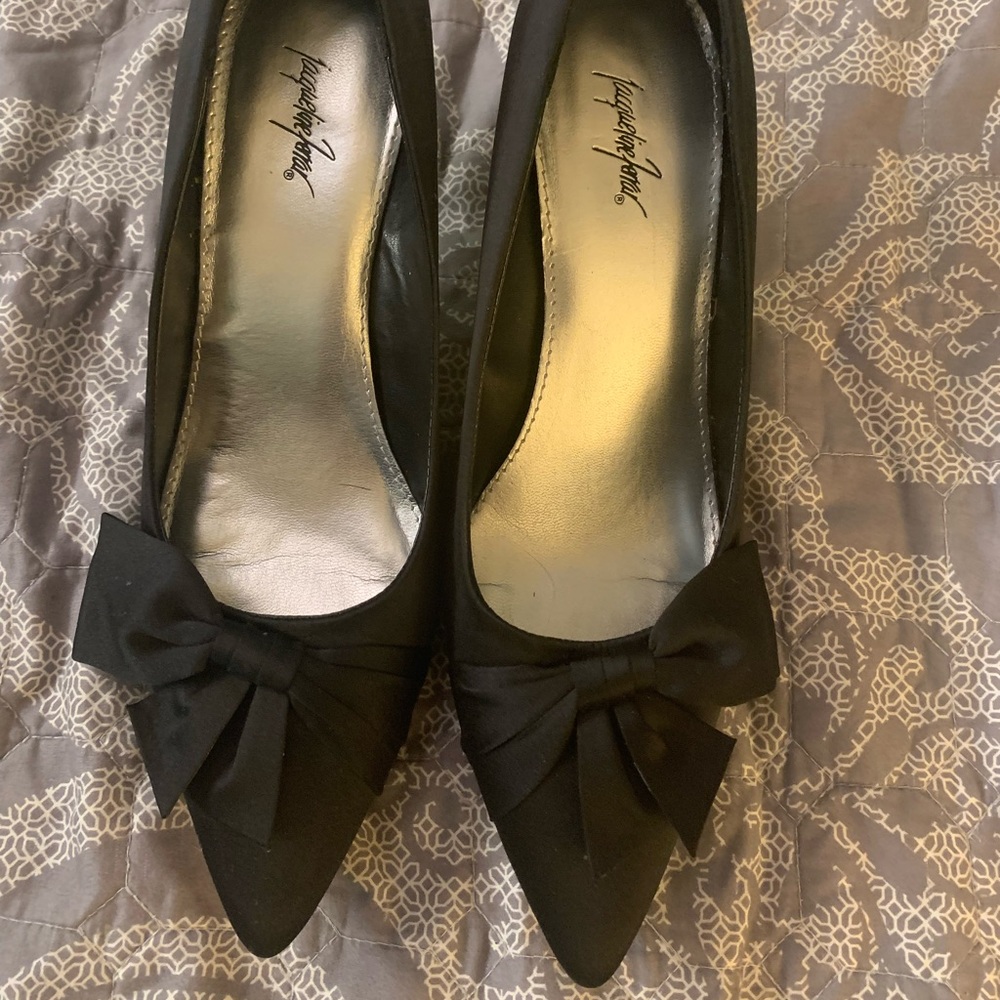 Black satin dress heels